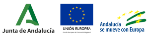 Logotipos de Junta de Andalucía, Unión Europea y Fondo Social Europeo Plus con mensaje de subvención a Soluciona Mi Deuda